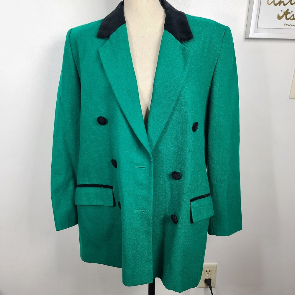Vintage Pendleton Green Wool Double Breasted Blaz… - image 8
